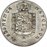 German States coin 1/6 Thaler - Jerome Napoleon (1808 - 1813) obverse obverse of 1/6 Thaler - Jerome Napoleon (1808 - 1813) coin with KM# 88 from German States.