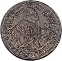 German States coin 1 Thaler - Gustav Adolf (1632) obverse obverse of 1 Thaler - Gustav Adolf (1632) coin with KM# 102 from German States. Inscription: D:G:GVSTAVVS.ADOLPHUS · SVEC:GOT:VAN REX