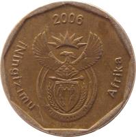 South Africa coin 50 Cents - ININGIZIMU AFRIKA (2006) obverse obverse of 50 Cents - ININGIZIMU AFRIKA (2006) coin with KM# 489 from South Africa. Inscription: iNingizimu Afrika 2006 ALS