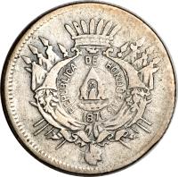 obverse of 5 Centavos - 50th Anniversary of Independence (1871) coin with KM# 34 from Honduras.