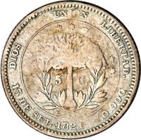 reverse of 5 Centavos - 50th Anniversary of Independence (1871) coin with KM# 34 from Honduras.