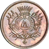 Honduras coin 10 Centavos - 50th Anniversary of Independence (1871) obverse obverse of 10 Centavos - 50th Anniversary of Independence (1871) coin with KM# Pn14 from Honduras.