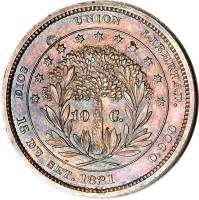 reverse of 10 Centavos - 50th Anniversary of Independence (1871) coin with KM# Pn14 from Honduras.