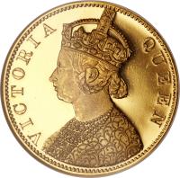 India coin 1 Mohur - Victoria (1870) obverse obverse of 1 Mohur - Victoria (1870) coin with KM# 481 from India. Inscription: VICTORIA QUEEN