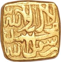 India coin 1 Mohur - Abu'l-Fath Jalal ud-din Muhammad Akbar - Malwa (1574) reverse reverse of 1 Mohur - Abu'l-Fath Jalal ud-din Muhammad Akbar - Malwa (1574) coin with KM# 110a.1 from India.