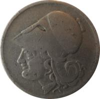 obverse of 2 Drachmai (1926) coin with KM# 70 from Greece. Inscription: GILLIERON FILS