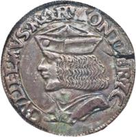 Italian States coin 1 Testone - Guglielmo VII (1494 - 1518) obverse obverse of 1 Testone - Guglielmo VII (1494 - 1518) coin with MB# 46 from Italian States. Inscription: GVLIELMVS. MAR. MON. FER. ZC.