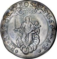 Italian States coin 1 Scudo (1648 - 1719) reverse reverse of 1 Scudo (1648 - 1719) coin with KM# 113 from Italian States. Inscription: * ET * REGE * EOS * 1666 *** A * B *