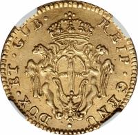 Italian States coin 48 Lire (1792 - 1793) obverse obverse of 48 Lire (1792 - 1793) coin with KM# A245 from Italian States. Inscription: DUX · ET GUB · REIP · GENU ·