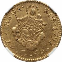 Italian States coin 48 Lire (1792 - 1793) reverse reverse of 48 Lire (1792 - 1793) coin with KM# A245 from Italian States. Inscription: ET · REGE · EOS · 1792 · L. 48