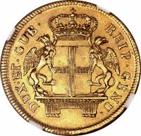 Italian States coin 48 Lire (1793 - 1797) obverse obverse of 48 Lire (1793 - 1797) coin with KM# 245 from Italian States. Inscription: DUX · ET GUB · REIP · GENU ·