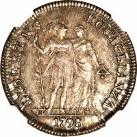 Italian States coin 1 Lira (1798) reverse reverse of 1 Lira (1798) coin with KM# 263 from Italian States. Inscription: LIBERTA' EGUAGLIANZA 1798