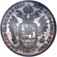 reverse of 1/2 Scudo - Franz I (1822 - 1835) coin with C# 7 from Italian States. Inscription: HVN · BOH · LOMB · ET VEN · - GAL · LOD · IL · REX · A · A · 1824