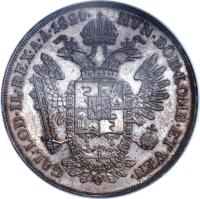 Italian States coin 1/2 Scudo - Franz I (1822 - 1835) reverse reverse of 1/2 Scudo - Franz I (1822 - 1835) coin with C# 7 from Italian States. Inscription: HVN · BOH · LOMB · ET VEN · - GAL · LOD · IL · REX · A · A · 1824