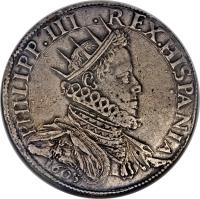 obverse of 1 Ducatone - Felipe III (1602 - 1608) coin with KM# 3 from Italian States.