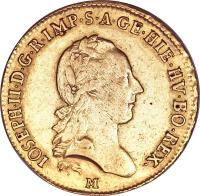 obverse of 1 Sovrano - Josef II (1780 - 1789) coin with KM# 226 from Italian States.