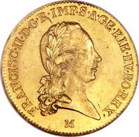 obverse of 1 Sovrano - Franz II (1792 - 1800) coin with KM# 241 from Italian States.