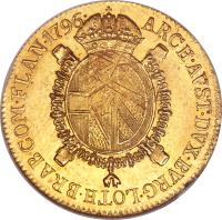 reverse of 1 Sovrano - Franz II (1792 - 1800) coin with KM# 241 from Italian States.