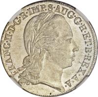 Italian States coin 30 Soldi - Franz II (1794 - 1800) obverse obverse of 30 Soldi - Franz II (1794 - 1800) coin with KM# 244 from Italian States. Inscription: FRANC.II.D.G.R.IMP.S.AUG.G.H.ET.B.REX.A.A.