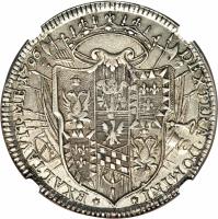 Italian States coin 1 Tallero - Ercole III d'Este (1795 - 1796) reverse reverse of 1 Tallero - Ercole III d'Este (1795 - 1796) coin with C# 20.2 from Italian States. Inscription: *EXALTAVIT.ME.1796 DEXTERA.DOMINI*