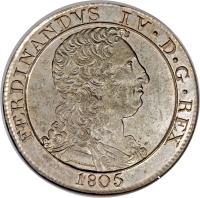 obverse of 120 Grana - Ferdinando IV (1805) coin with KM# 247 from Italian States.