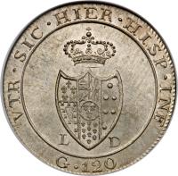 Italian States coin 120 Grana - Ferdinando IV (1805) reverse reverse of 120 Grana - Ferdinando IV (1805) coin with KM# 247 from Italian States.