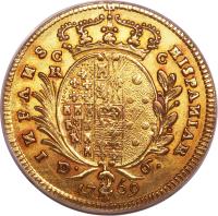 reverse of 6 Ducati - Ferdinando IV (1768) coin with KM# 176 from Italian States.