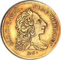 obverse of 6 Ducati - Carlos III (1749 - 1755) coin with KM# 153 from Italian States. Inscription: CAR · D · G · VTR · SIC · ET · HIER · REX DeG ·