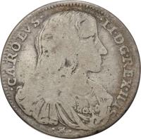 Italian States coin 1 Tari - Carlos II (1688 - 1689) obverse obverse of 1 Tari - Carlos II (1688 - 1689) coin with KM# 113 from Italian States. Inscription: CAROLVS II D G REX HISP