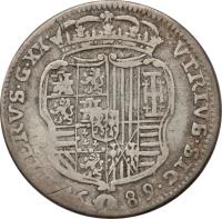 Italian States coin 1 Tari - Carlos II (1688 - 1689) reverse reverse of 1 Tari - Carlos II (1688 - 1689) coin with KM# 113 from Italian States. Inscription: VTRIVS SIC HIERVS G XX