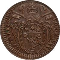 Italian States coin 2 Baiocchi - Pius VI (1794 - 1795) obverse obverse of 2 Baiocchi - Pius VI (1794 - 1795) coin with KM# 5 from Italian States. Inscription: PIVS SEXTVS PON M A XXI