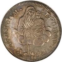 reverse of 1 Scudo (1796 - 1797) coin with KM# 339 from Italian States. Inscription: PRAESIDIVM · · ET · DECVS ·
