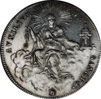 Italian States coin 1/2 Scudo - Leo XII - Sede Vacante (1823) reverse reverse of 1/2 Scudo - Leo XII - Sede Vacante (1823) coin with KM# 1291 from Italian States. Inscription: AVXILIVM DE SANCTO ·