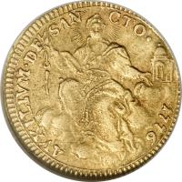 Italian States coin 1 Zecchino - Pius VI (1776 - 1784) reverse reverse of 1 Zecchino - Pius VI (1776 - 1784) coin with KM# 1046 from Italian States.