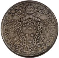 Italian States coin 1 Piastra - Clement X - Port of Civitavecchia (1672) obverse obverse of 1 Piastra - Clement X - Port of Civitavecchia (1672) coin with KM# 353 from Italian States.