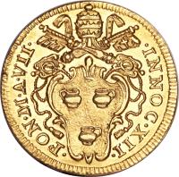 obverse of 1 Scudo - Innocent XII (1697) coin with KM# 602 from Italian States.