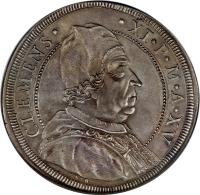 obverse of 1 Piastra - Clement XI (1715) coin with KM# 763 from Italian States.