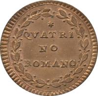 reverse of 1 Quattrino - Pius VI (1783 - 1787) coin with KM# 1223 from Italian States. Inscription: QVATRI NO ROMANO