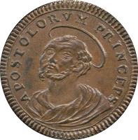 Italian States coin 2 1/2 Baiocchi - Pius VI (1795) obverse obverse of 2 1/2 Baiocchi - Pius VI (1795) coin with KM# 1237 from Italian States. Inscription: APOSTOLORVM PRINCEPS