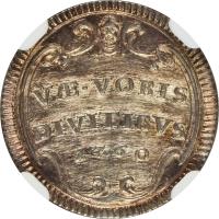 Italian States coin 1/2 Grosso - Clement XIII (1760 - 1762) reverse reverse of 1/2 Grosso - Clement XIII (1760 - 1762) coin with KM# 995 from Italian States. Inscription: VAE.VOBIS DIVITIBVS 1760