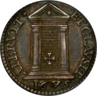 reverse of 1 Grosso - Clement X (1675) coin with KM# 359 from Italian States. Inscription: APERVIT* ET CLAVSIT 1675