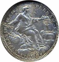 Italian States coin 1 Giulio - Clement XIII (1760) reverse reverse of 1 Giulio - Clement XIII (1760) coin with KM# 997 from Italian States.