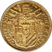 Italian States coin 1 Zecchino - Clement XIII (1758 - 1769) obverse obverse of 1 Zecchino - Clement XIII (1758 - 1769) coin with KM# 984 from Italian States. Inscription: CLEMENS · XIII · PONT · M · AN · II ·