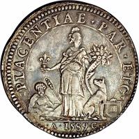 Italian States coin 1 Scudo - Alessandro Farnese (1589 - 1620) reverse reverse of 1 Scudo - Alessandro Farnese (1589 - 1620) coin with MB# 23 from Italian States. Inscription: PLAC. ROMAN. COLON.