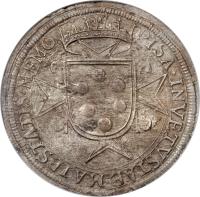 Italian States coin 1 Tallero - Cosimo II (1609 - 1621) reverse reverse of 1 Tallero - Cosimo II (1609 - 1621) coin with KM# 16 from Italian States. Inscription: PISA · IN VETVSTAE · MAIESTATIS · MEMORIA ·