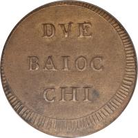 Italian States coin 2 Baiocchi (1799) reverse reverse of 2 Baiocchi (1799) coin with KM# 7 from Italian States. Inscription: DVE . BAIOC CHI.