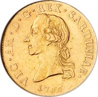 obverse of 2 1/2 Doppie - Vittorio Amedeo III (1786) coin with KM# 87 from Italian States.
