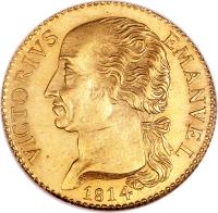 obverse of 1 Doppia - Vittorio Emanuele I (1814) coin with KM# 110 from Italian States.