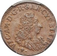 obverse of 1 Caligarese - Vittorio Amedeo II (1724) coin with KM# 4 from Italian States.