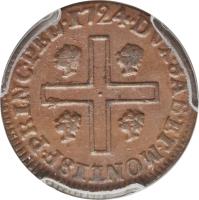 reverse of 1 Caligarese - Vittorio Amedeo II (1724) coin with KM# 4 from Italian States.